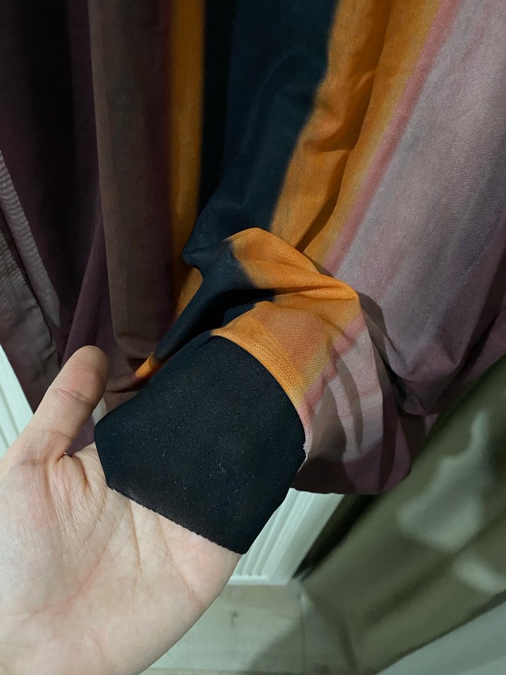 Çok Renkli Uzun Kollu Tül Kadın Elbise - Görsel 4