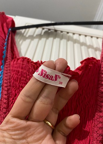 Nakışlı Kırmızı Uzun Bohem Elbise - Görsel 3