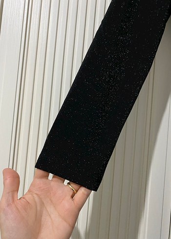 Uzun Kol Drapeli Siyah simli abiye - Görsel 7