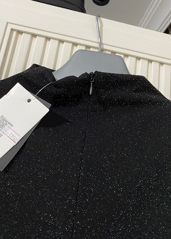 Uzun Kol Drapeli Siyah simli abiye - Görsel 5