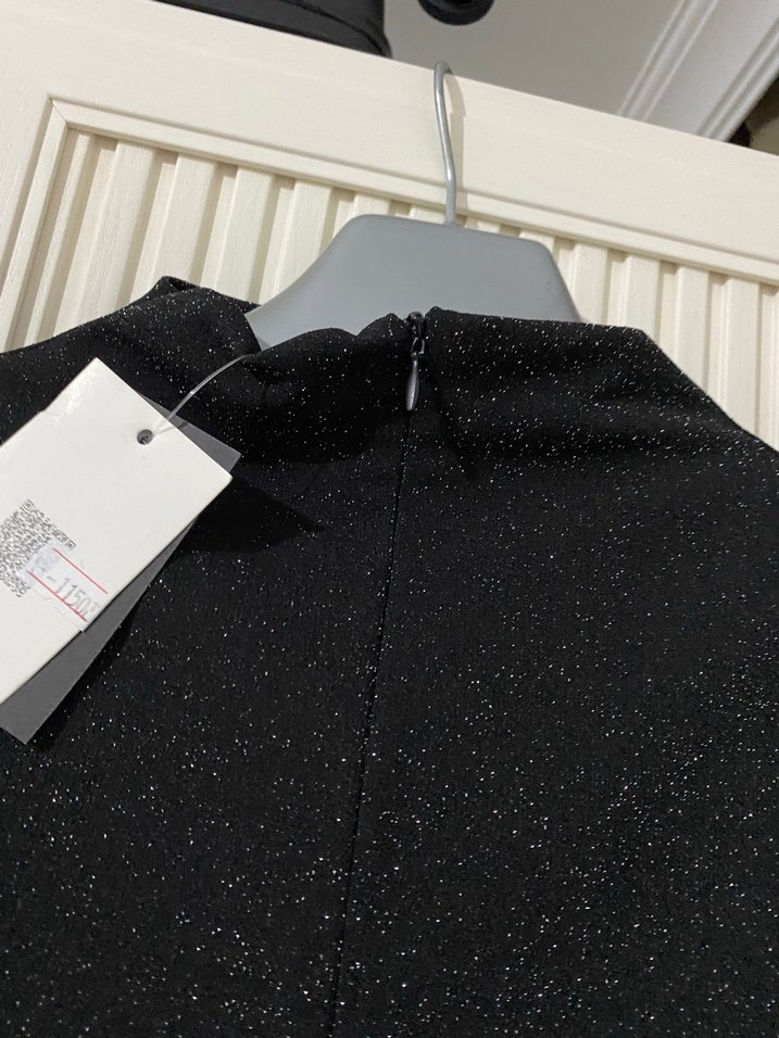 Uzun Kol Drapeli Siyah simli abiye - Görsel 5