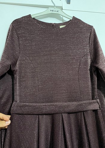 Bordo mürdüm Uzun Kollu Piliseli Uzun Elbise - Görsel 5