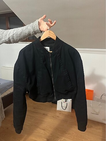 Zara Zara Siyah Kot Bomber Ceket
