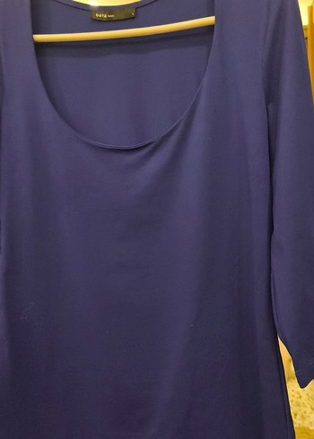 Batik Mavi Likrali Kumaş Bluz. - Görsel 3