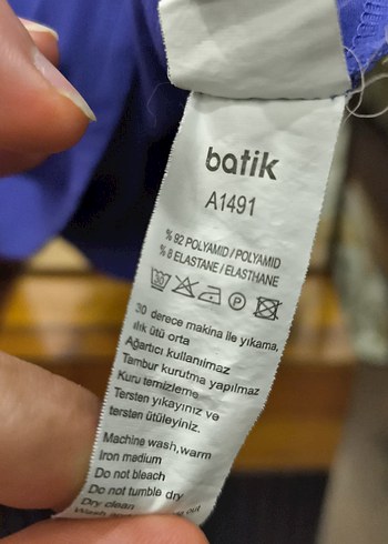 Batik Mavi Likrali Kumaş Bluz. - Görsel 5