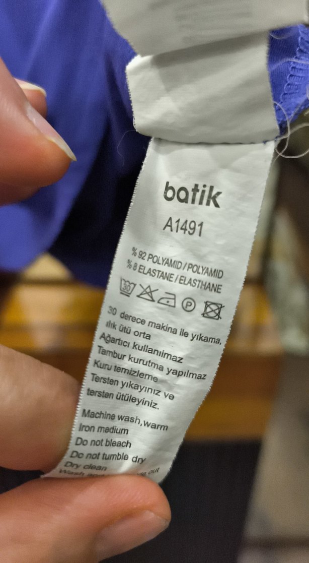 Batik Mavi Likrali Kumaş Bluz. - Görsel 5