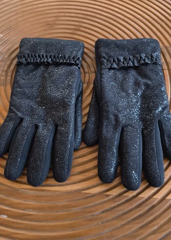 Fırfırlı Simli Siyah Kadın Eldiveni - Görsel 2