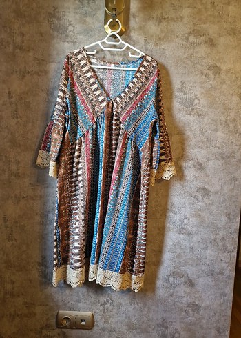 Zara Dantel Detaylı Bohem V Yaka elbise