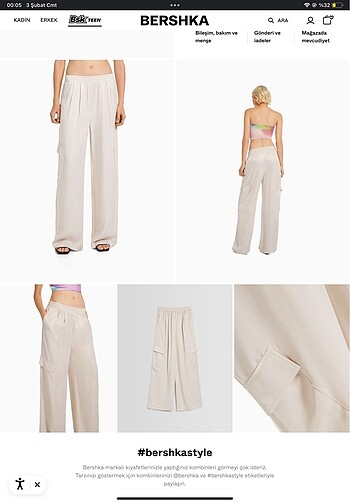 Bershka kargo saten pantolon
