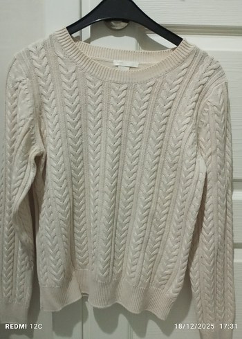 Bej Kadın Triko Uzun Kollu Kazak - Görsel 7