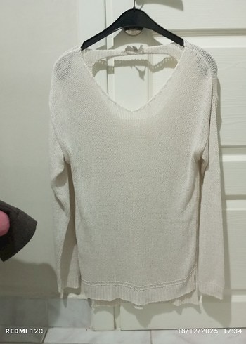 Bej Kadın Triko Uzun Kollu Kazak - Görsel 4