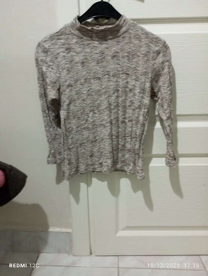 Bej Kadın Triko Uzun Kollu Kazak - Görsel 2