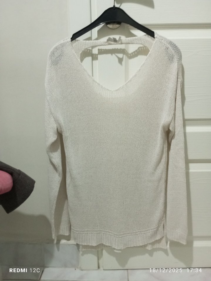 Bej Kadın Triko Uzun Kollu Kazak - Görsel 4