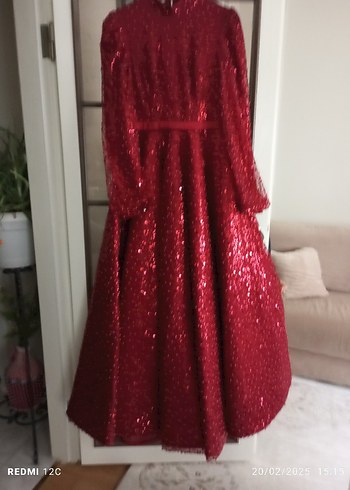 Bordo Payetli Uzun Kollu Abiye Elbise - Görsel 2