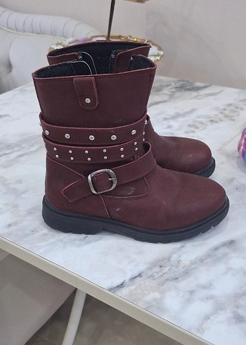Kız Çocuk Bordo Süet Tokalı Bot