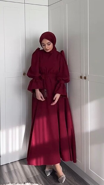 Bordo şık elbise