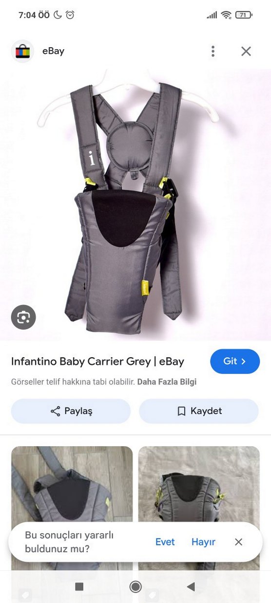 Infantino 2 Pozisyonlu Havalandırmalı Kanguru Gri - Görsel 2