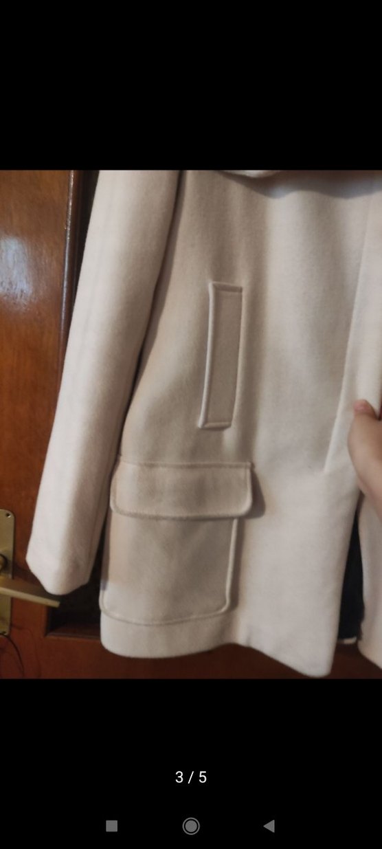 Düğmeli Beyaz Midi Kadın Kaban - Görsel 3