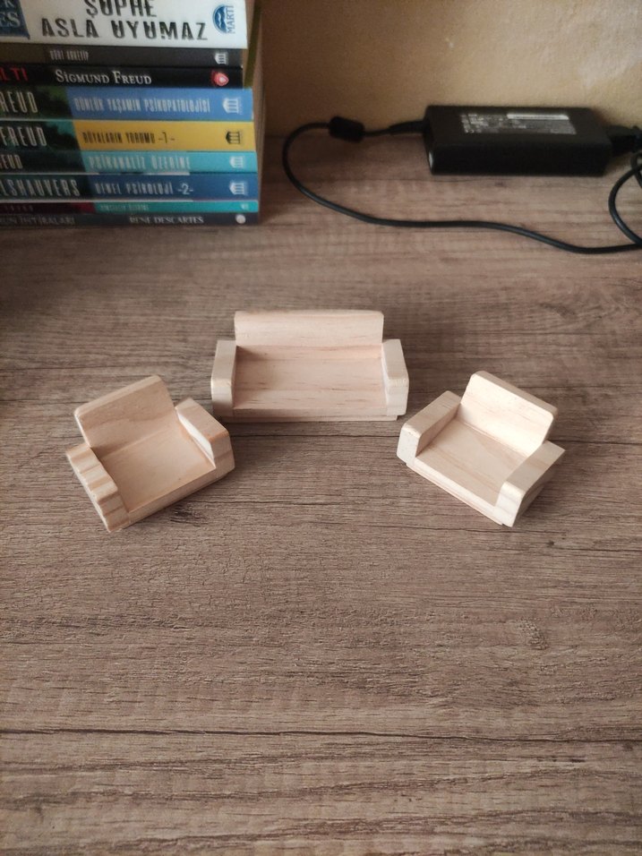 Açık Bej Ahşap Oyuncak Ev Mobilyaları - Görsel 4