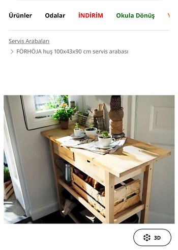 Ikea FORHÖJA Ahşap Mutfak adası