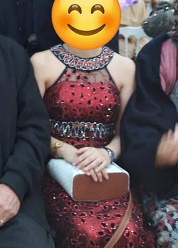 38 Beden bordo Renk Abiye elbise