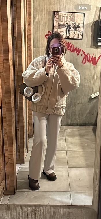 MANGO Oversize bomber ceket / Ekru renk