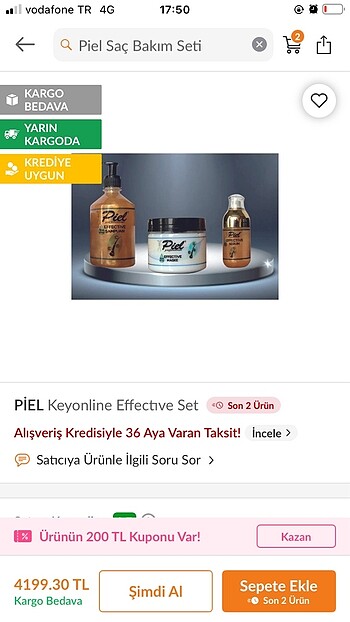 Piel saç bakım seti