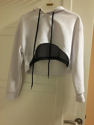 Beyaz cropped sweatshirt