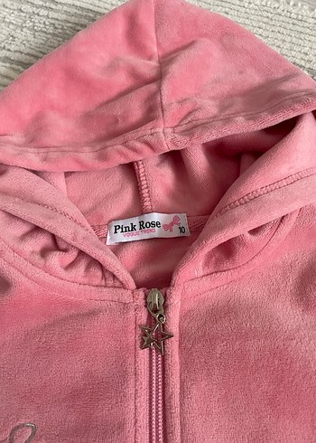 Kızlar için Nakışlı Pembe Kapüşonlu Eşofman - Görsel 3