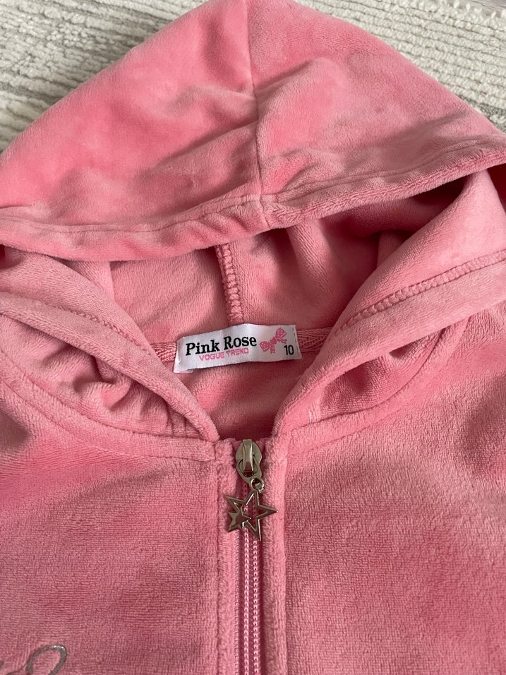 Kızlar için Nakışlı Pembe Kapüşonlu Eşofman - Görsel 3