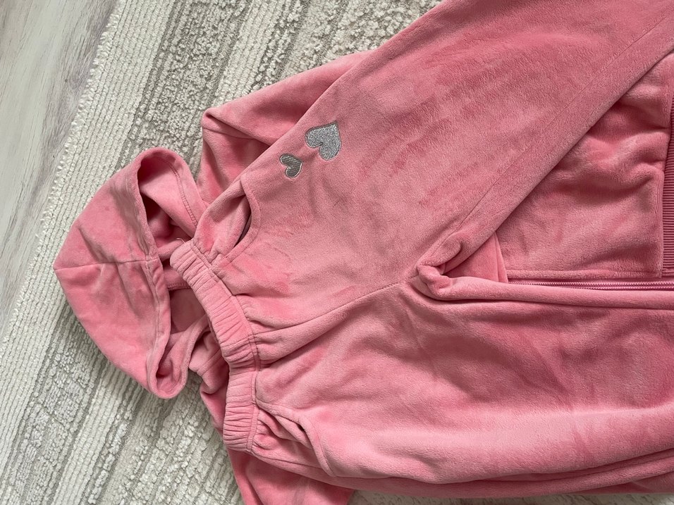 Kızlar için Nakışlı Pembe Kapüşonlu Eşofman - Görsel 2