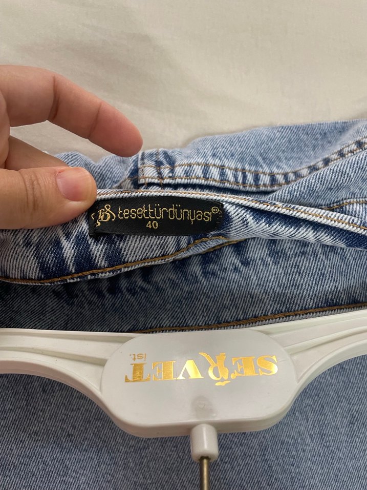 Kadın Mavi Bel Detaylı Uzun Kot Etek - Görsel 4