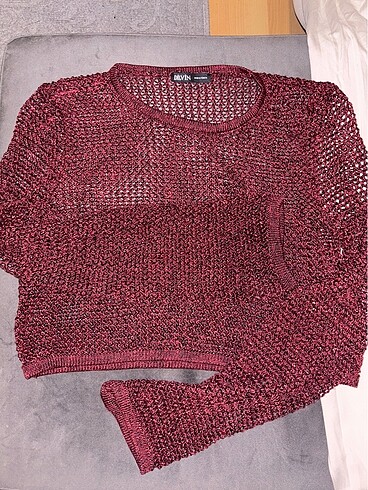 Dilvin bordo transparan crop simli