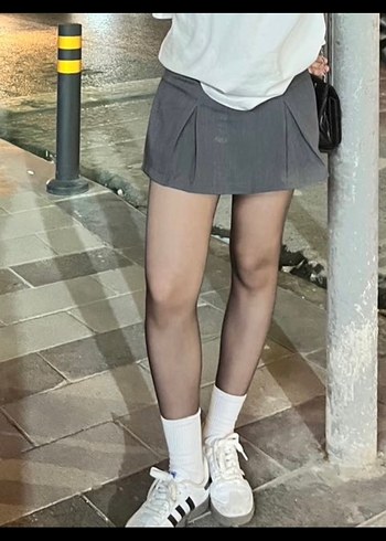 Gri Pilili Rahat Mini Etek