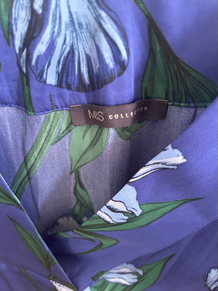 V Yaka Uzun Kollu Mavi Desenli Gömlek - Görsel 2