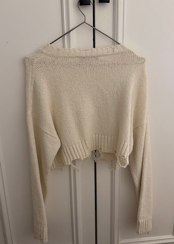 Kadın Beyaz Örgü Uzun Kollu Triko - Görsel 3