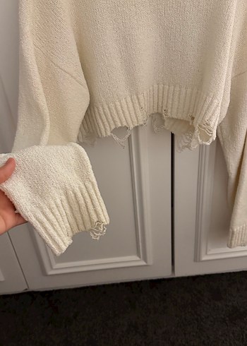 Kadın Beyaz Örgü Uzun Kollu Triko - Görsel 4