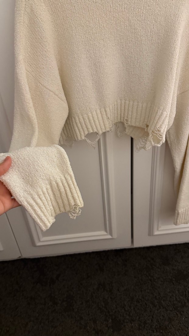 Kadın Beyaz Örgü Uzun Kollu Triko - Görsel 4