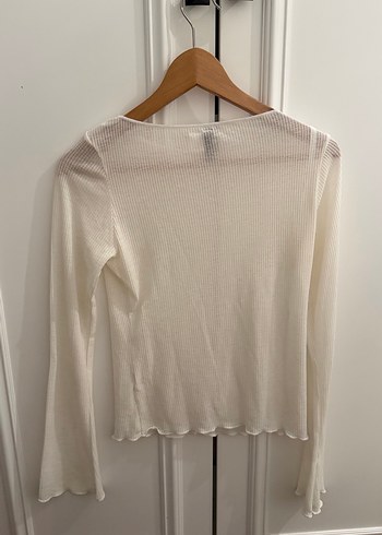 Beyaz Uzun Kollu transparan Bluz - Görsel 3