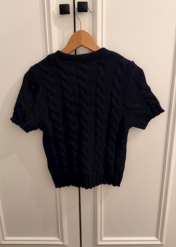 Düğmeli Kısa Kollu Kadın Triko Hırka - Görsel 4