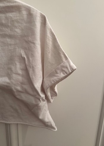 Beyaz Baskılı Crop Tişört - Görsel 4