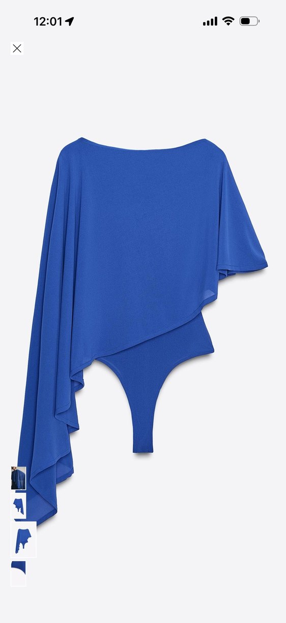 Drapeli Asimetrik Mavi Kadın Bluz - Görsel 4