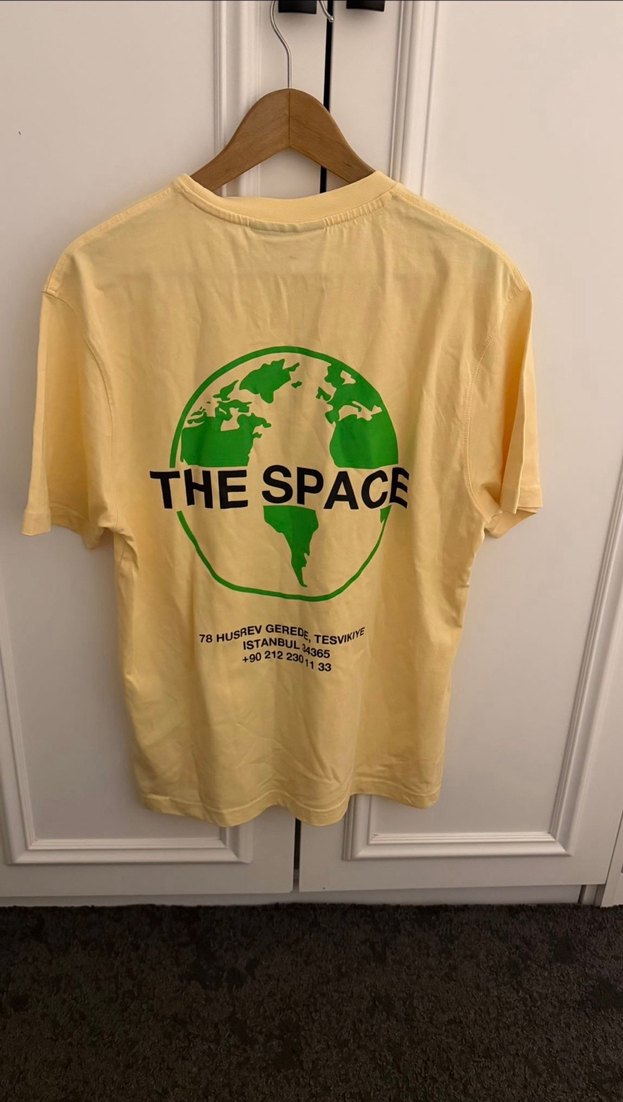 Kadın Sarı Kısa Kollu Pamuklu Tişört - Görsel 3