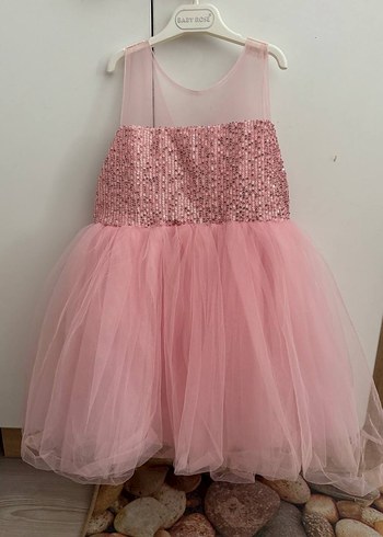 Pembe Parlak Kız Çocuk Abiye Elbise