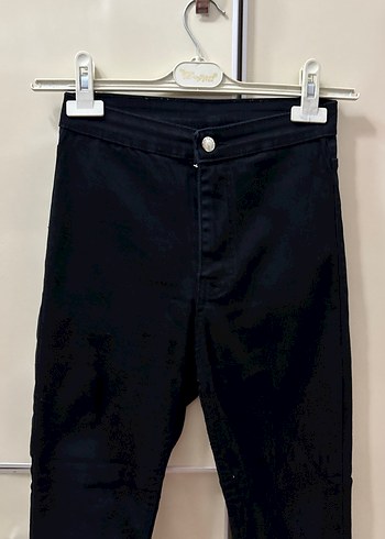 Siyah Dar Kesim Midi Kot Pantolon - Görsel 2