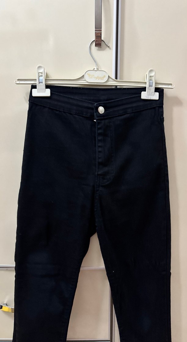 Siyah Dar Kesim Midi Kot Pantolon - Görsel 2