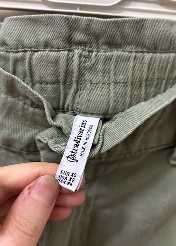 Haki Renk Bol Kesim Keten Kumaş Kadın Pantolon - Görsel 3