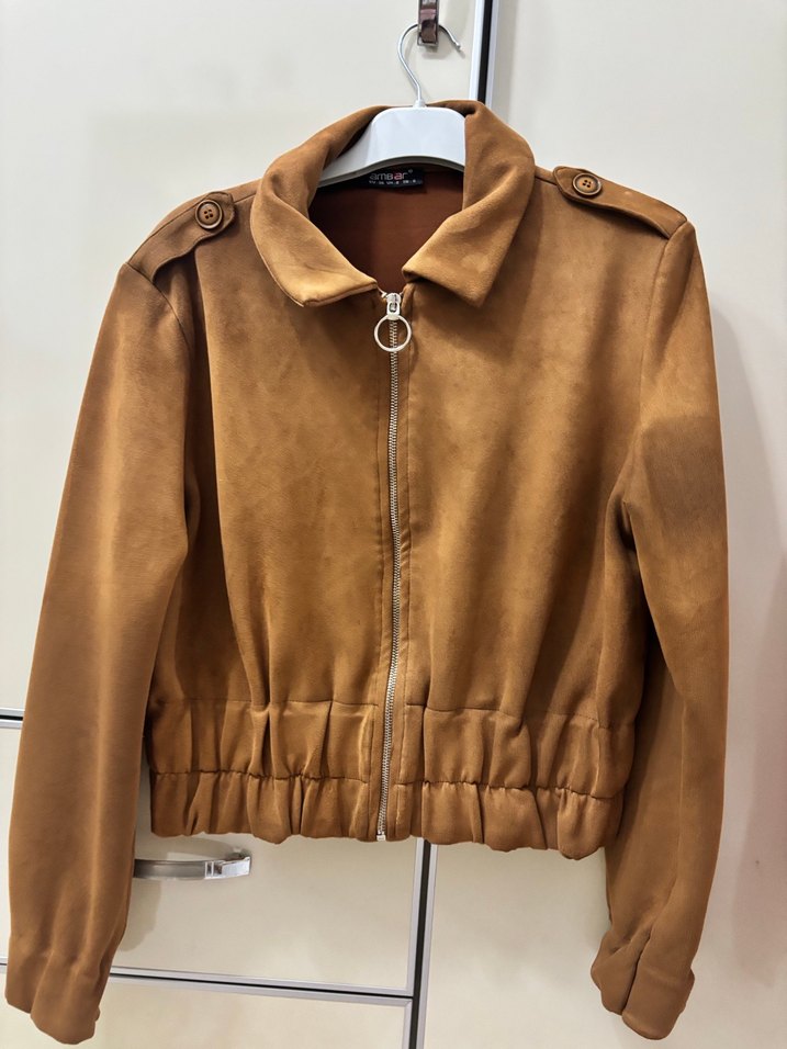 Kahverengi Süet Kadın Ceket - Görsel 2