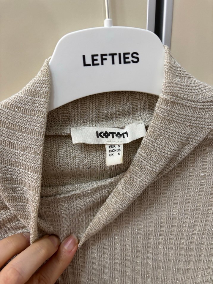 Bej Kadın Boğazlı Triko Kazak - Görsel 4