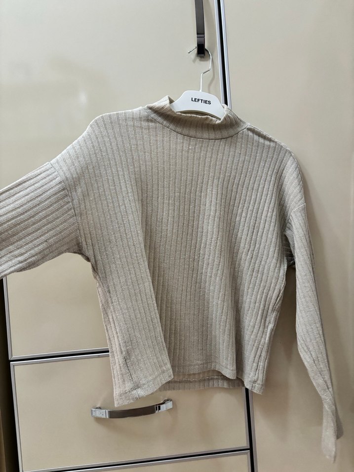 Bej Kadın Boğazlı Triko Kazak - Görsel 2